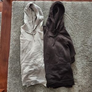 2 Hollister Hoodies- Beige and Dark Brown